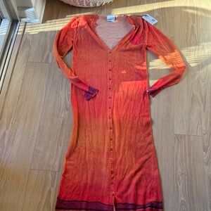 Donde Esteban Orange & Red Cashmere Baru Dress